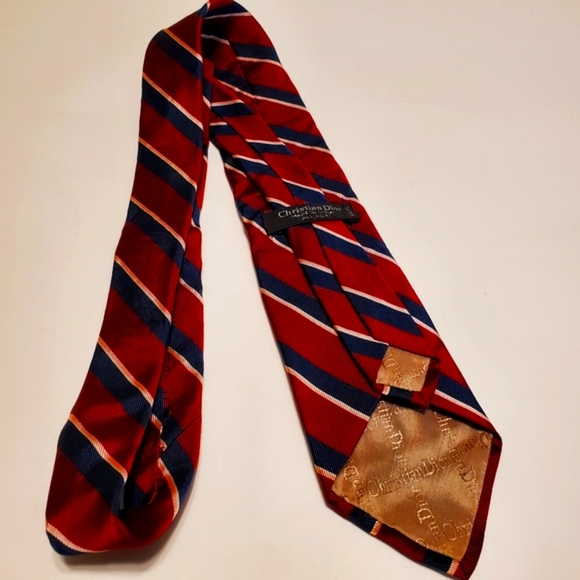 Christian Dior Necktie Red Stripe Repp Silk Neck Tie - Picture 5 of 5